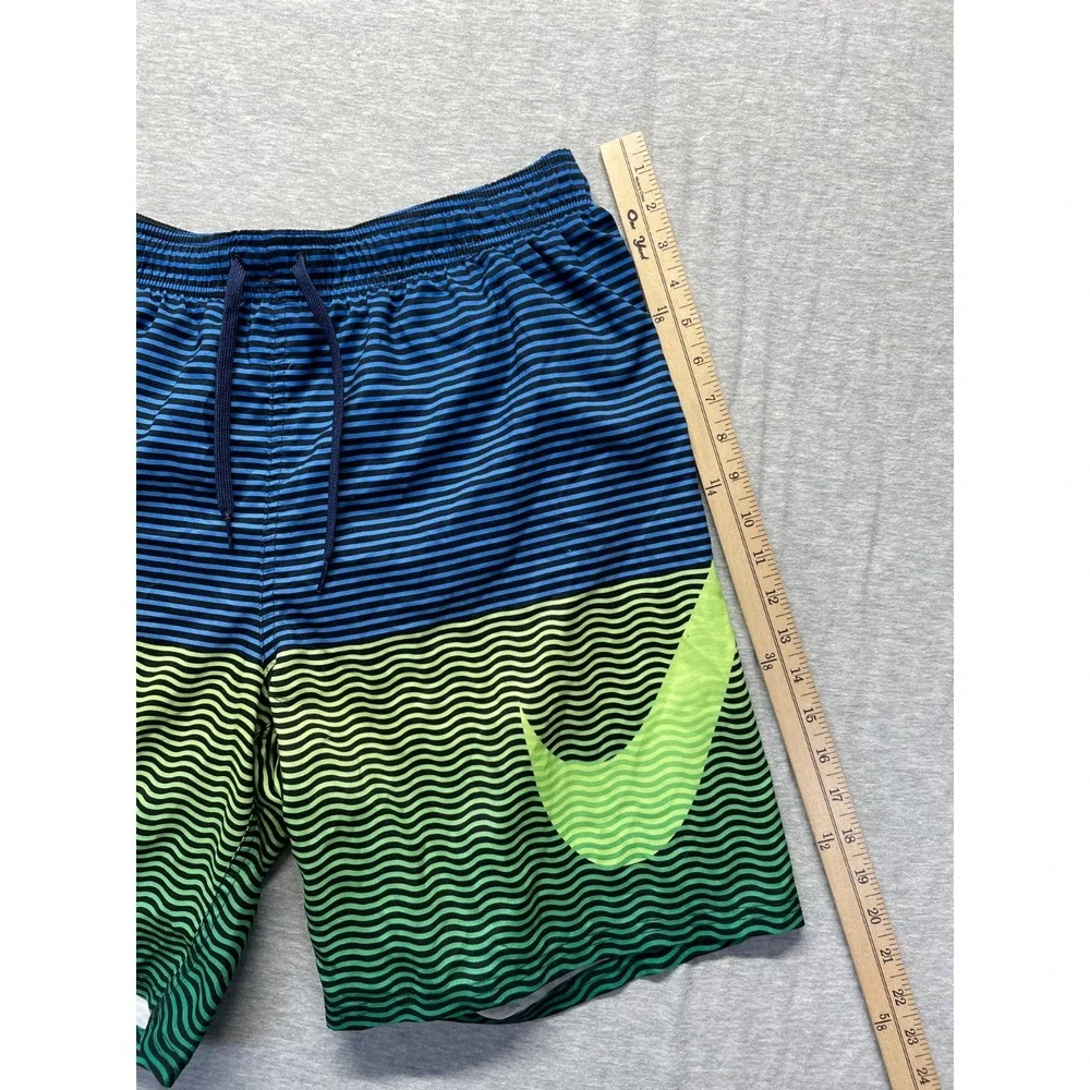 Nike Volley Swim Shorts Mens Large Multi‎ Horizon Striped Swoosh Logo Drawstring